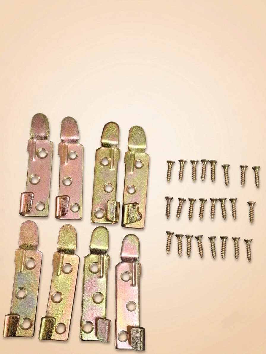 Kit Ferragem Para Cama Engate Cantoneira Aço Bicromatizado Com Parafusos